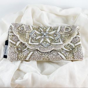 Beaded Ivory Formal Clutch